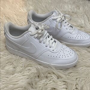 Women’s size 9 Nike Court Vision Low All-White Leather Sneakers